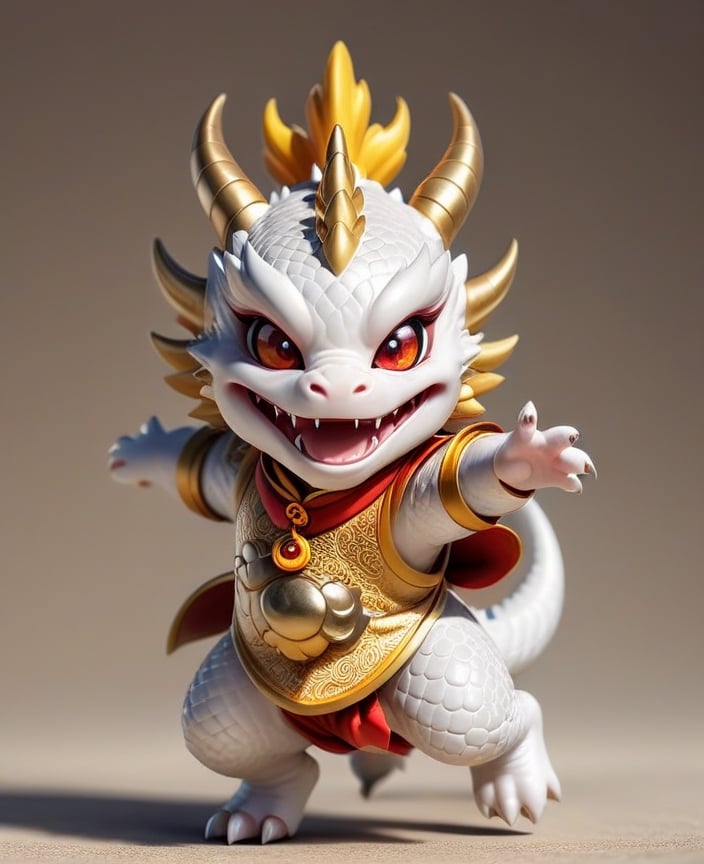  (((touch chest)))
Laugh, be happy, smile showing teeth
((cute eyes)) ((round eyes)) (((chubby dragon)))
Chibi white Chinese dragon with golden horns, Chinese dragon head, 
Red and gold cheongsam vest, yellow eyes  
minimalist design, BIG EYES,BIG Anime EYES,CHIBI, Q version