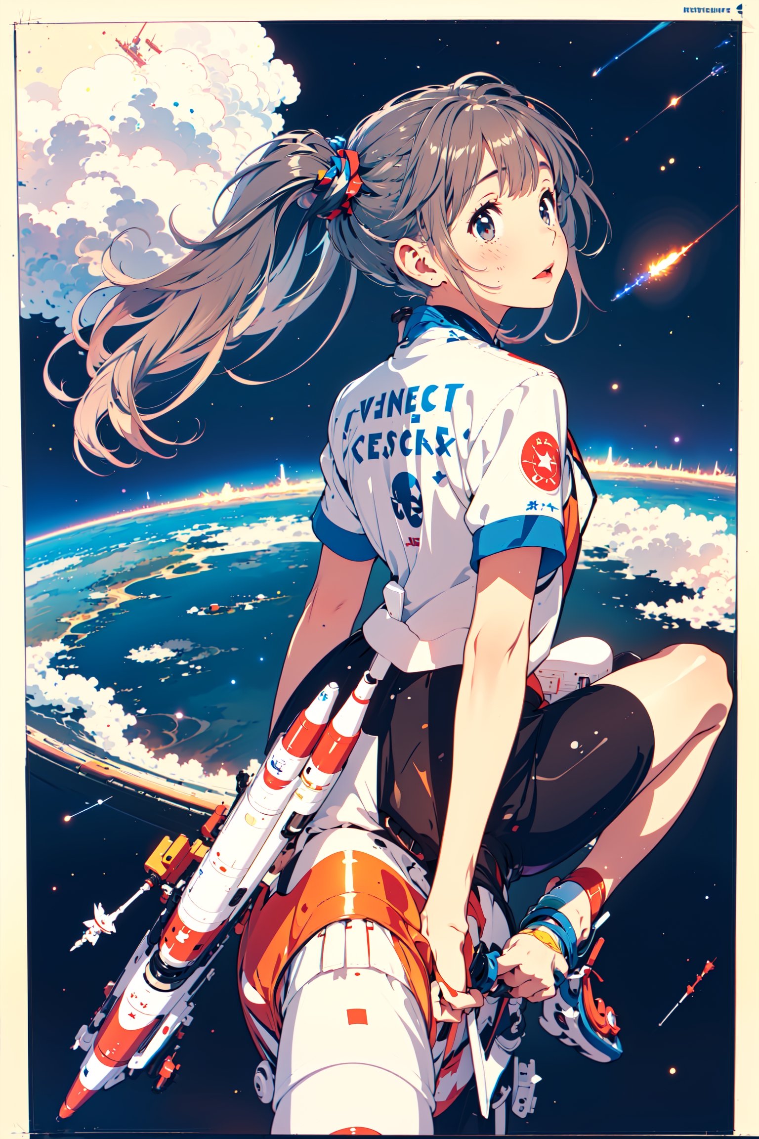 1girl,twintails,masterpiece,Let's go to the edge of the universe! Get on that rocket! Riding a rocket to venture into space is a wonderful part of exploring the unknown world. I hope you continue to pursue your dreams, and may new discoveries await in the deep corners of the universe!