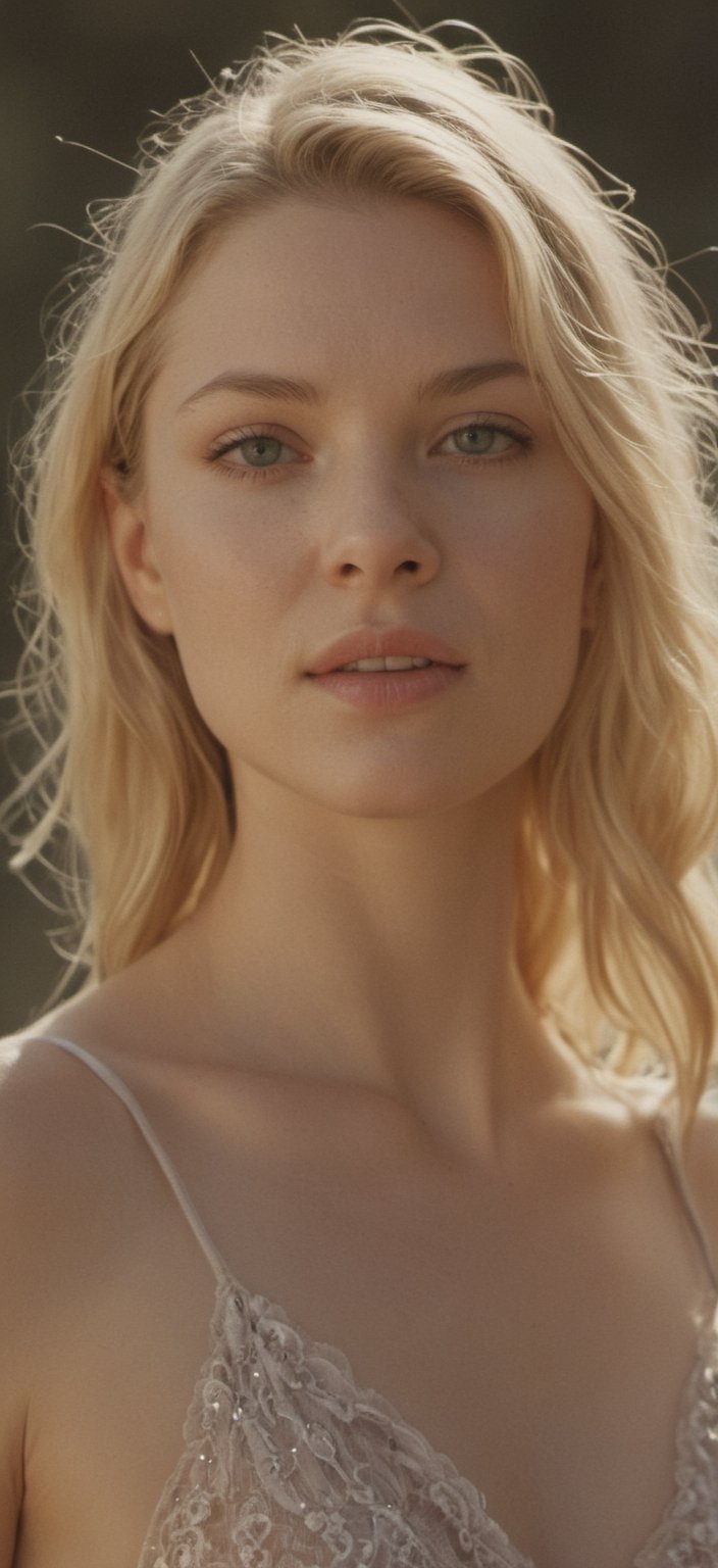 detailed, full-body image of a lingerie fashion model, Anya Taylor joy, laura prepon, captured from a slightly distant, low-angle perspective. The model should be in a varied outdoor environment, enhancing the sense of space. She has an expressive face with dry, freckled skin, and her gaze is directed away, adding a thoughtful aspect. The photo-style mimics an analog 50mm Leica camera with a low shutter speed, creating a subtle motion blur as if she's captured mid-movement. The lighting is a blend of soft and side light, highlighting her skin's texture and the fabric's details. The model's attire is eclectic, moving away from the classic black dress to something more colorful and contemporary, fluttering in the breeze. The overall scene should evoke a sense of high fashion, with a realistic and RAW 8k quality. Her long blonde hair adds to her Instagram model vibe, and her posture suggests motion, as if she's dancing, reflecting her skill and grace.

film grain. grainy. Sony A7III. photo r3al, 
, PORTRAIT PHOTO, 
Aligned eyes,  Iridescent Eyes,  (blush,  eye_wrinkles:0.6),  (goosebumps:0.5),  subsurface scattering,  ((skin pores)),  detailed skin texture,  textured skin,  realistic dull skin noise,  visible skin detail,  skin fuzz,  dry skin,  hyperdetailed face,  sharp picture,  sharp detailed,  analog grainy photo vintage,  Rembrandt lighting,  ultra focus,  illuminated face,  detailed face,  8k resolution,photo r3al,Extremely Realistic,Movie Still.
(((motion blur))), full body, from below, KNWLS, wide shot, distance, full-body, outside, unbalanced face, full body, highly detailed, dry skin, skin pores, looking away, detailed, run, analog, 50mm Leica, undershot, low shutter speed, super realistic, contrast, imperfect skin, soft light, (((side light))), dry skin, freckles, black fabric, wind, strangle, outdoor, High Fashion, model, vogue, RAW, contrast, 8k,Movie Still