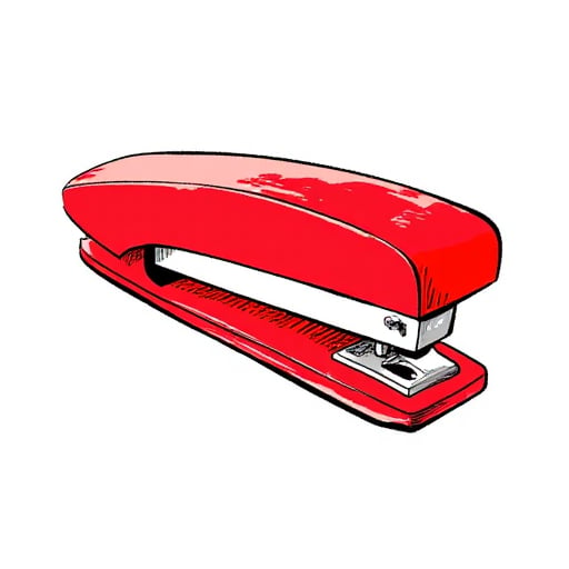 A sketch cartoon of a red stapler,satomic