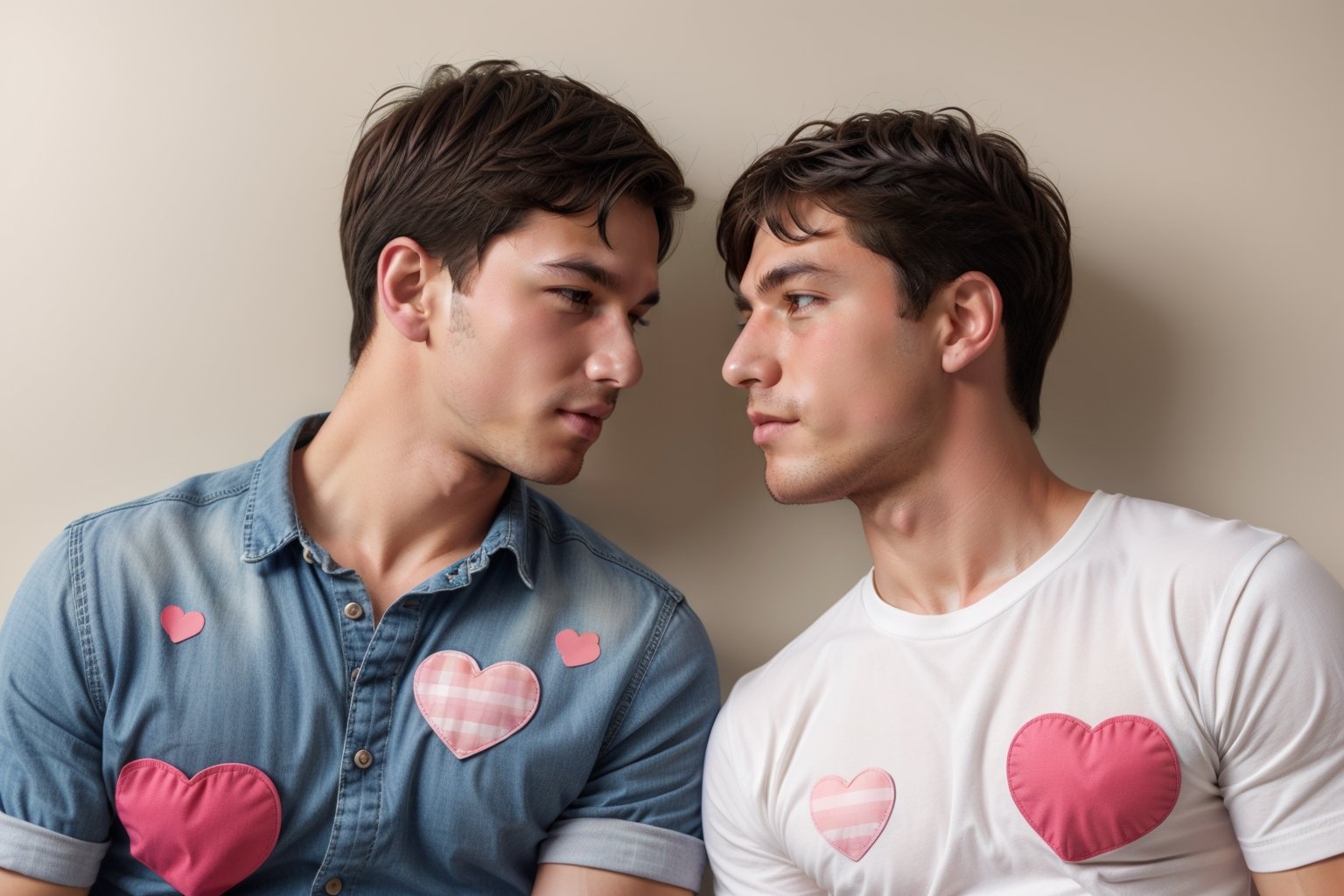 2boys, couple,yaoi, gay, san valentin, hearts, blush_sticker, blush, summer, love, loving, casual clothes,