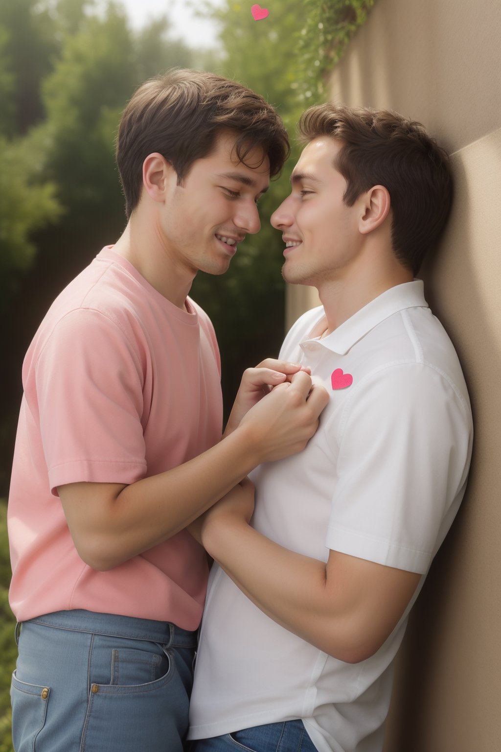 2boys, couple,yaoi, gay, san valentin, hearts, blush_sticker, blush, summer, love, loving, casual clothes,