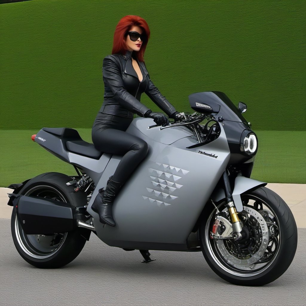 (+18) , nsfw, 
A sexy Gothic woman trying to ride a motorcycle:
1986 Kawasaki Ninja 1000R ,dc100,c_car