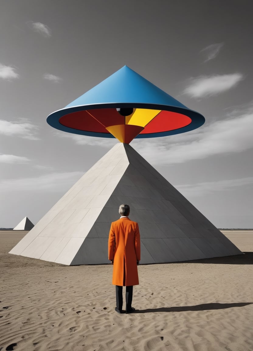 by Storm Thorgerson, selective color , futuristic-retro futurism but extremely beautiful:1.4), (intricate details, masterpiece, best quality:1.4), Minimalism art, abstract, simple geometric shapes, hard edges, sleek contours, Minimalism, looking at viewer