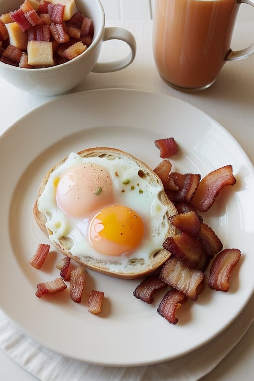 cozy, easy, delightful, gorgeous, breakfast, eggs, bacon, toast, juice, sweets, light & airy vibes