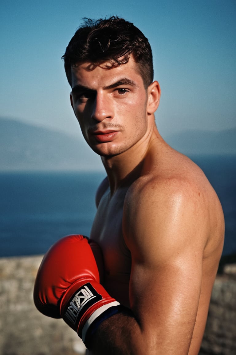 score_9, score_8_up, score_7_up, score_6_up, score_5_up, score_4_up, a italian boxer, handsome, fighter, bantamweight, champion, wearing boxing gloves, olympics, sports, very hairy, chest hair, arm hair, stubble, nerd, old skool, cool, sweat, black hair, youthful, eastern european, Italy, arena, olympics 2024, max verstappen, 

8k, cinematic lighting, very dramatic, very artistic, soft aesthetic, innocent, realistic, masterpiece, hdsrmr, cinema verite, film still, ((perfect anatomy): 1.5), best resolution, maximum quality, UHD, life with detail, analog, cinematic moviemaker style, Movie Still, gq