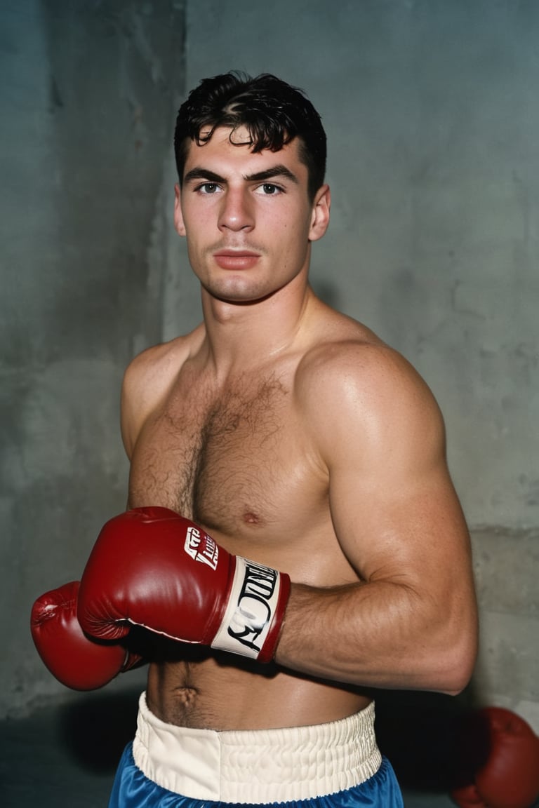 score_9, score_8_up, score_7_up, score_6_up, score_5_up, score_4_up, a italian boxer, handsome, fighter, bantamweight, champion, wearing boxing gloves, olympics, sports, very hairy, chest hair, arm hair, stubble, nerd, old skool, cool, sweat, black hair, youthful, eastern european, Italy, arena, olympics 2024, max verstappen, 

8k, cinematic lighting, very dramatic, very artistic, soft aesthetic, innocent, realistic, masterpiece, hdsrmr, cinema verite, film still, ((perfect anatomy): 1.5), best resolution, maximum quality, UHD, life with detail, analog, cinematic moviemaker style, Movie Still, gq