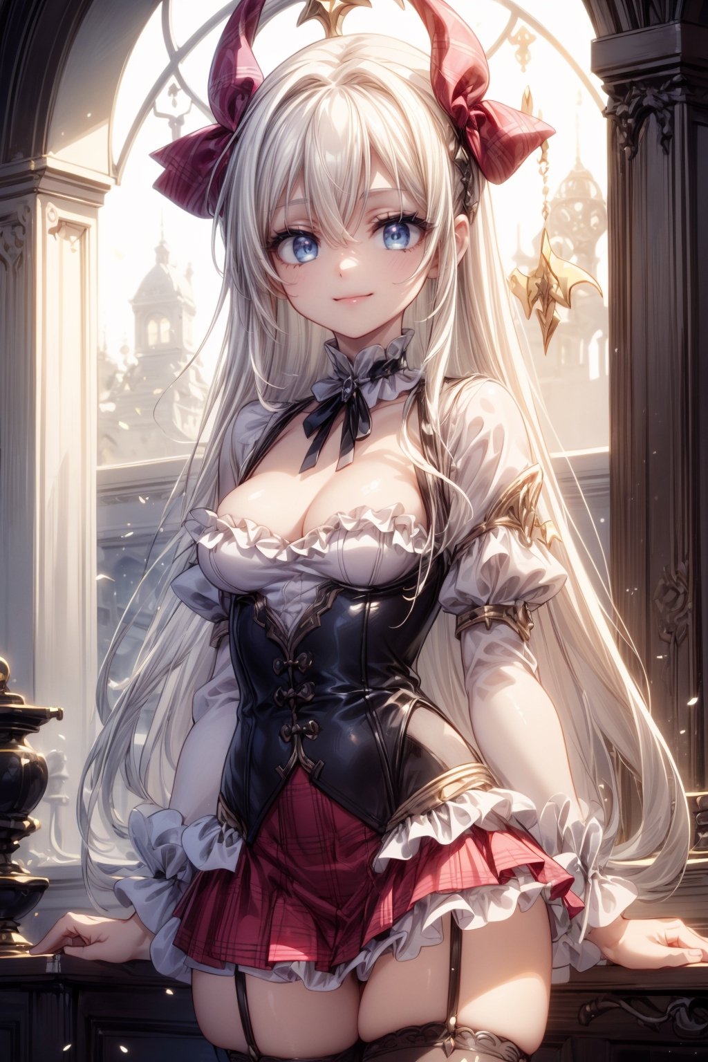 ((Top Quality, Masterpiece, Top Quality, Super Detail, High Definition, HDR, Unity 8K Wallpaper, High Definition CG, Beautiful Detail, Depth, Fine Grain, Super Fine: 1.2, Dynamic)), Style by Epic Seven: 1.3, Eye details: 1.3, Break, Shining white hair: 1.3, Long hair arranged cutely: 1.3, Face details: 1.3, Pink lip, Happy smile, Accessories, (Clown costume: 1.2), Cleavage, Break, Plaid frill miniskirt: 1.5 ), Thin waist, narrow waist, small butt, slender thighs, beautiful legs, Blake, (high detail stockings: 1.3), Blake, cute pose change please: 1.3, very bright colors, light particles : 1.2, Shining Lights, Cowboy Shots, Otherworldly Details, Gothic Cute Room, Retro, Additional Details: 0.5
Trigger word: 可愛るぃ