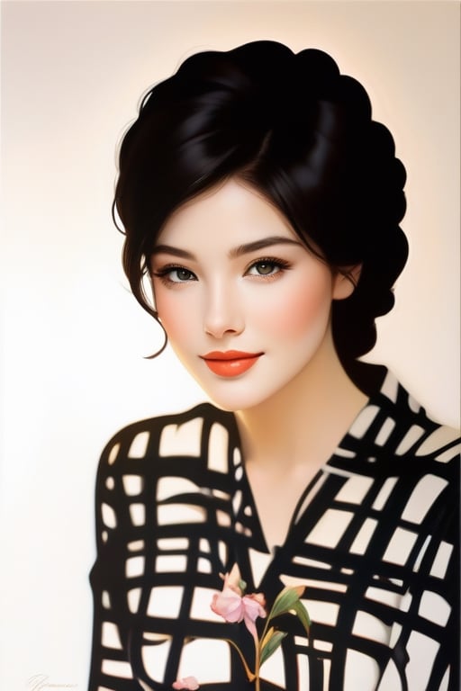 (young adult, beautiful, seductive, alluring), (best quality, highres, ultra-detailed), (oil painting, fine art), (vibrant colors, warm tones), (soft lighting, dramatic shadows), (deep gaze, captivating eyes), (rosy lips, luscious mouth), (porcelain skin, flawless complexion), (elegant dress, revealing neckline), (attractive pose, confident stance), (lush garden background, blooming flowers), (subtle breeze, swaying leaves), (romantic atmosphere, dreamy ambiance), (sensual expression, subtle smile)