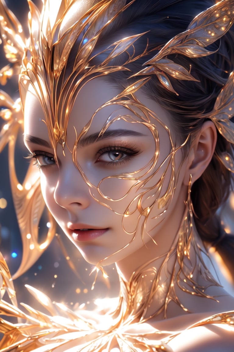 (Visionary art inspired by Alex Gray, shadow and light, women and plants, crystal glass and metal, beautiful pieces never seen before, close-up), Unreal Engine, octane rendering, high quality, high resolution, high precision, realistic, color correction, good lighting settings, low noise, sharp edges, harmonious composition,High detailed ,1 girl,glowing forehead,beautyniji