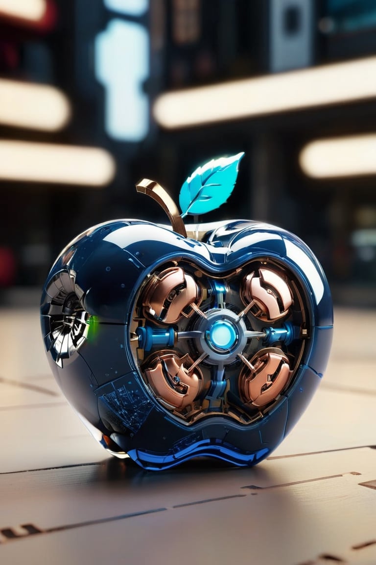 (Vroubel style, highly detailed, sci-fi mechanical apple, light shines in the darkness, darkness has not overcome it, soft shadows, minimal design, thick lines, parallax design, marine blue, white, liquid copper), detailed textures, high quality, high resolution, high precision, realism, color correction, proper lighting settings, harmonious composition, Behance works