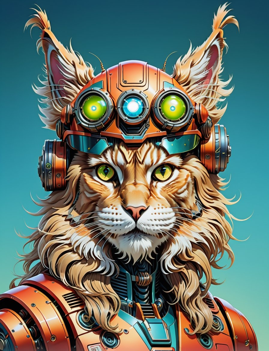 head and shoulders Portrait, sci-fi anthropomorphic (atompunk robot:3) (maine coon cat wolpertinger:2) with antlers , superhero , (cyclopse visor:2), cyclopse, wearing neon armor,  background sci-fi setting ,
highly detailed, art by Jean Giraud ((Moebius style)), line ink illustration,highly detailed,  ink sketch,ink Draw,Comic Book-Style 2d,2d, pastel colors