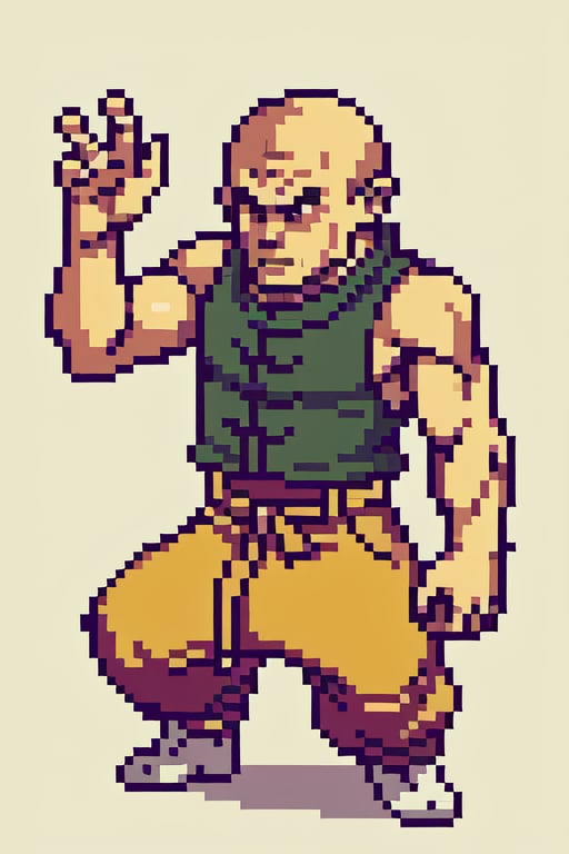 shaolin monk ork pixel art,(Pencil_Sketch:1.2