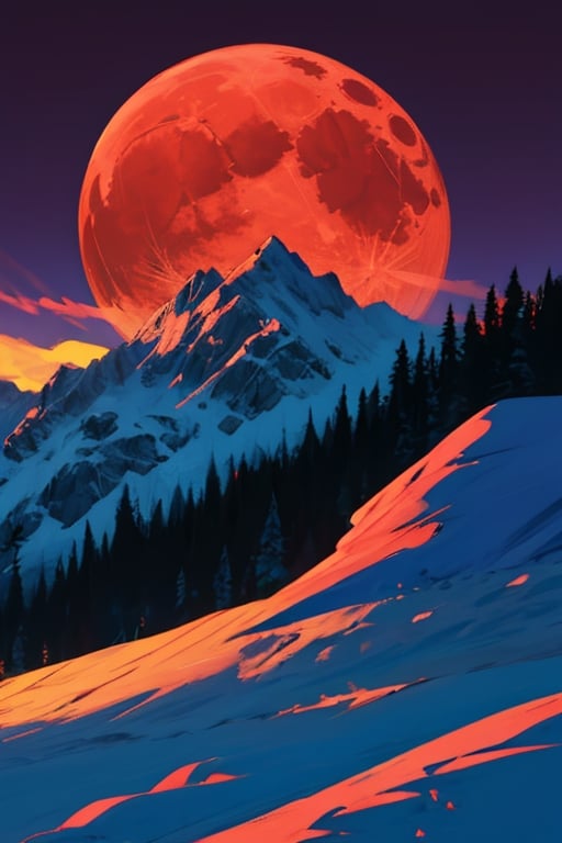 masterpiece, best_quality, mountain_background, red_moon, midnight