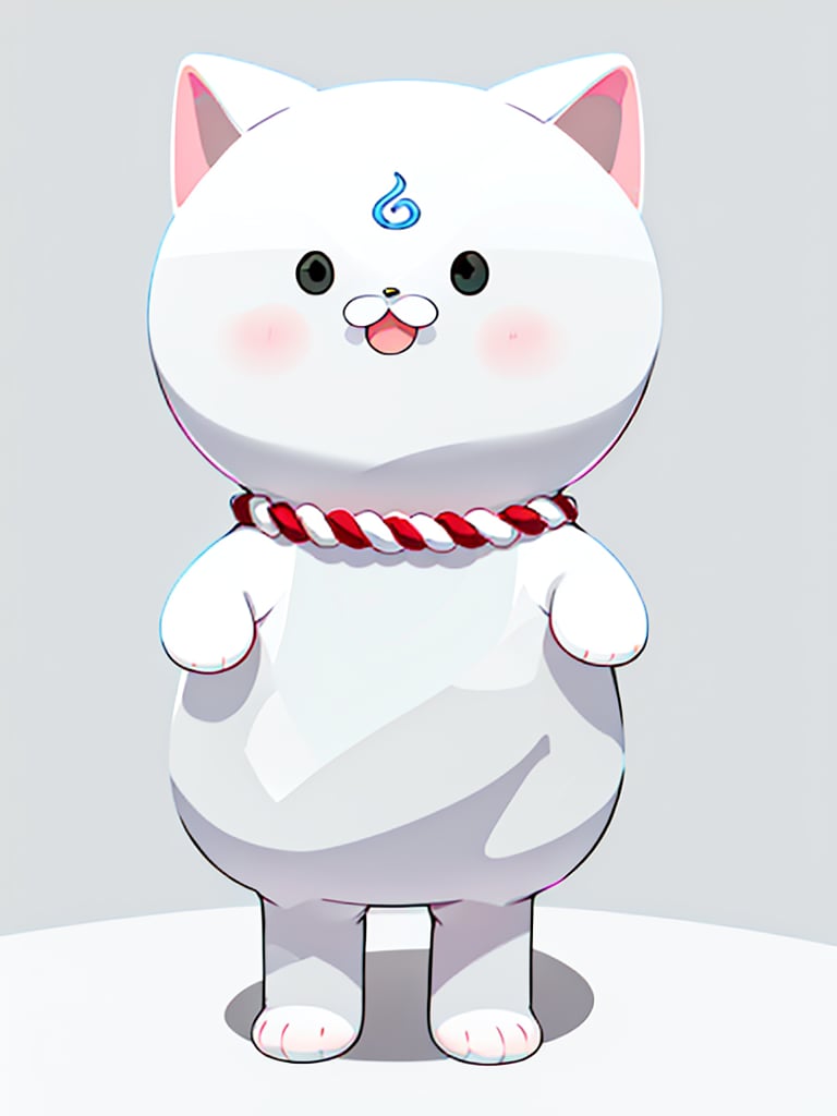 (35P):2,solo, chibi:2,white cat,looking at viewer, blush, simple background, standing, tail, full body, no humans, cat, vector illustration,
