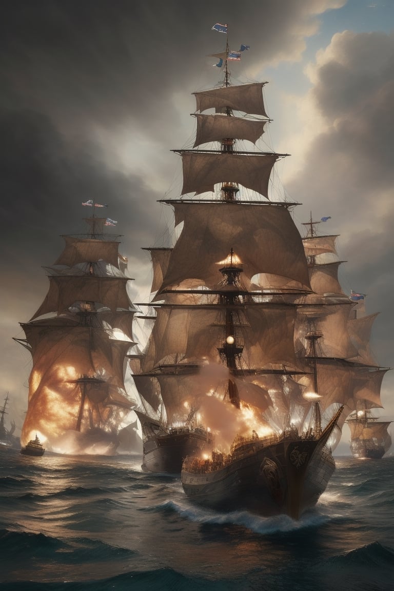 Naval Wars in the 18th century people fall into the water,guttojugg1