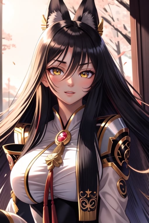 1girl, (cunning girl:1.4), (cunning girl trance:1.4), (fox girl), yangire simulator, glowing eyes, cunning smile, (shaded face:1.2), (Tattoo in breast). Very beautiful charming girl, cunning smile, black long hair. Very elegant white ancient miko dress. She has a small but beautiful red tie on the right side of her hair. She has very elegant but beautiful golden hairpin on the left side off her hair. She has a very charming golden eyes. Black long hair, juicy lips, She has a beautiful shiny skin. Beautiful hands. She has a "onee-san" aura. close-up image of chest up. himecut hairstyle. Fantasy forest in background. it’s night with a beautiful starry sky. fox tail. black tails.