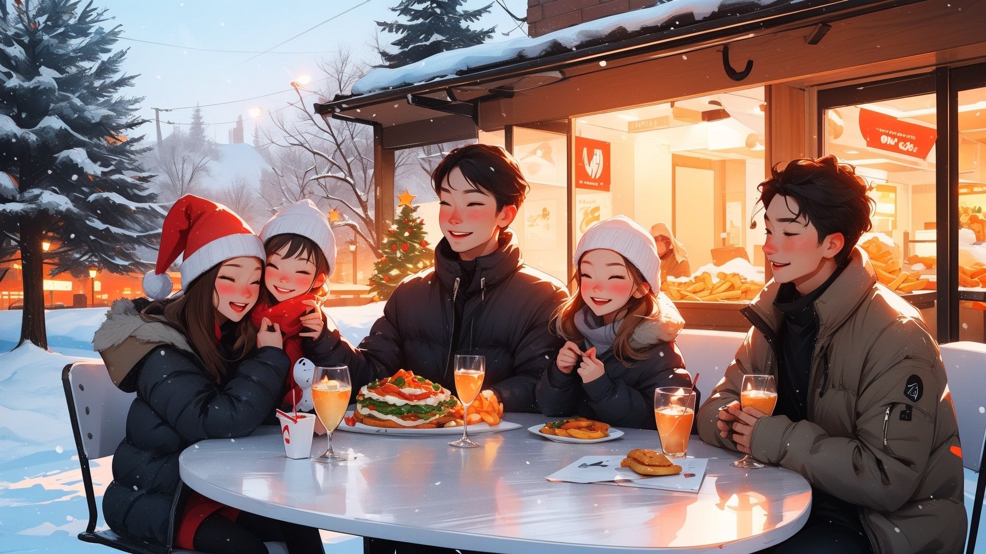 Happy family, meal, McD, 🍟, 🎄, 🎁, ❄️ by cowart ,SAM YANG