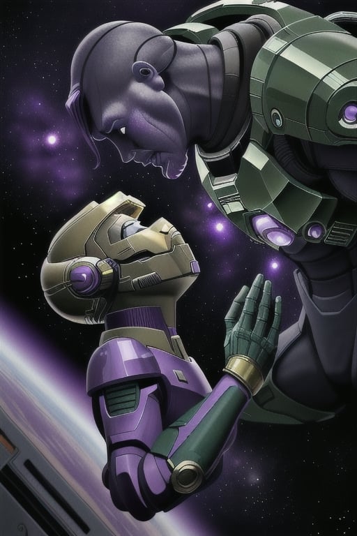 Thanos kissing Master Chief in space, ultra hd (((MASTER PIECE))) on a space ship, insertNameHere