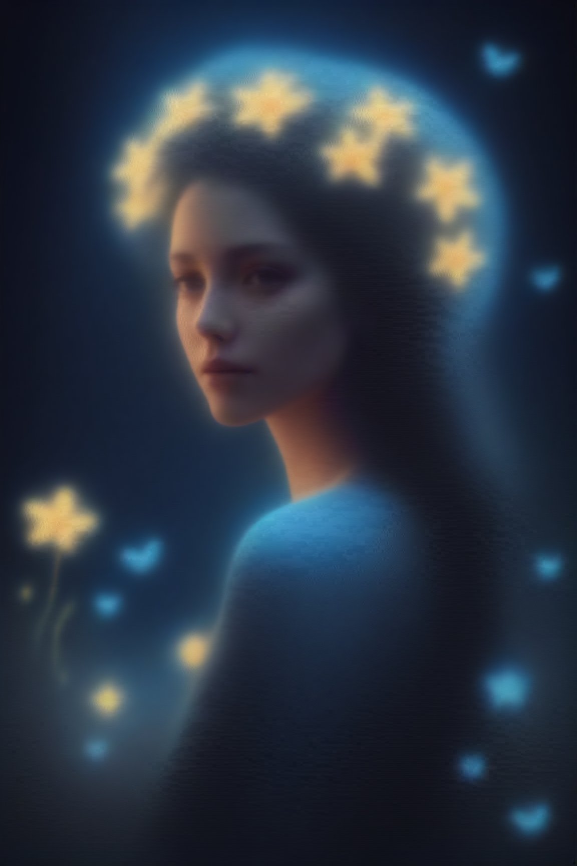 (best quality,4k,8k,highres,masterpiece:1.2),ultra-detailed,Ultra detailed illustration of a person lost in a magical world of wonders, glowy, bioluminescent flora, incredibly detailed, pastel colors, handpainted strokes, visible strokes, oil paint, art by Mschiffer, night, bioluminescence

,<lora:659095807385103906:1.0>