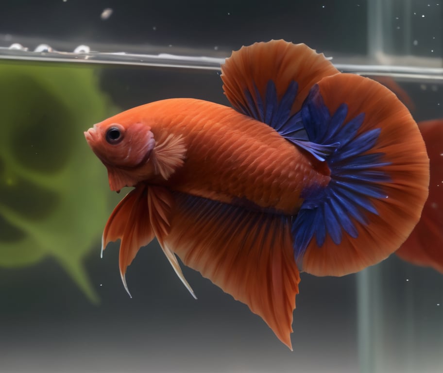 ,betta hmpk,realistic,animal focus, still life, multicolor, big tail,(best quality,realistic,high quality),, ultra realistic,32k,RAW photo,(high detailed skin:1.2), 8k uhd, dslr, high quality, film grain,water,betta fish,Fish scales are clear and balanced