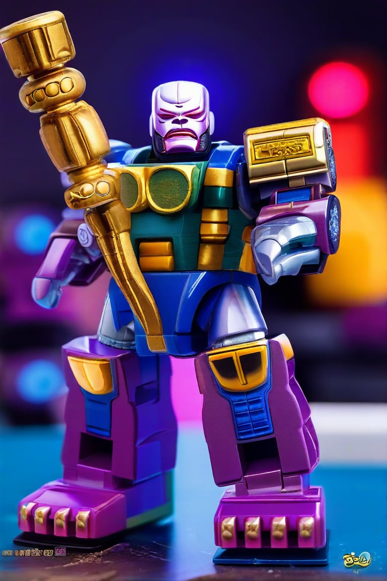 action pose toy as Thanos Hero Marvel by BearBrick. looking at the camera, pastel colors, glossy plastic, dark background, more detail 
,Gao Hunter