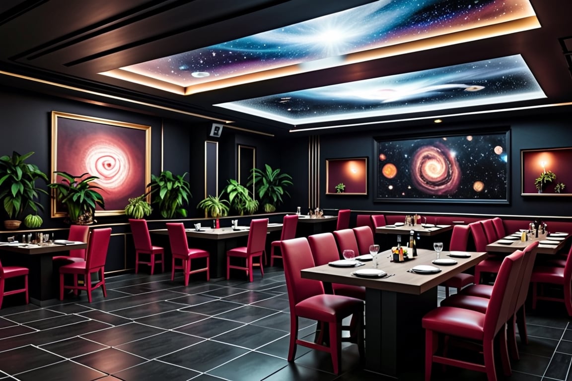 RAW photo,
A restaurant at the end of the universe. Cosmic vibe.

absurdres, masterpiece, award-winning photography, Volumetric lighting, extremely detailed, highest quality photo, RAW photo, 16k resolution, Fujifilm XT3, sharp focus, realistic texture
