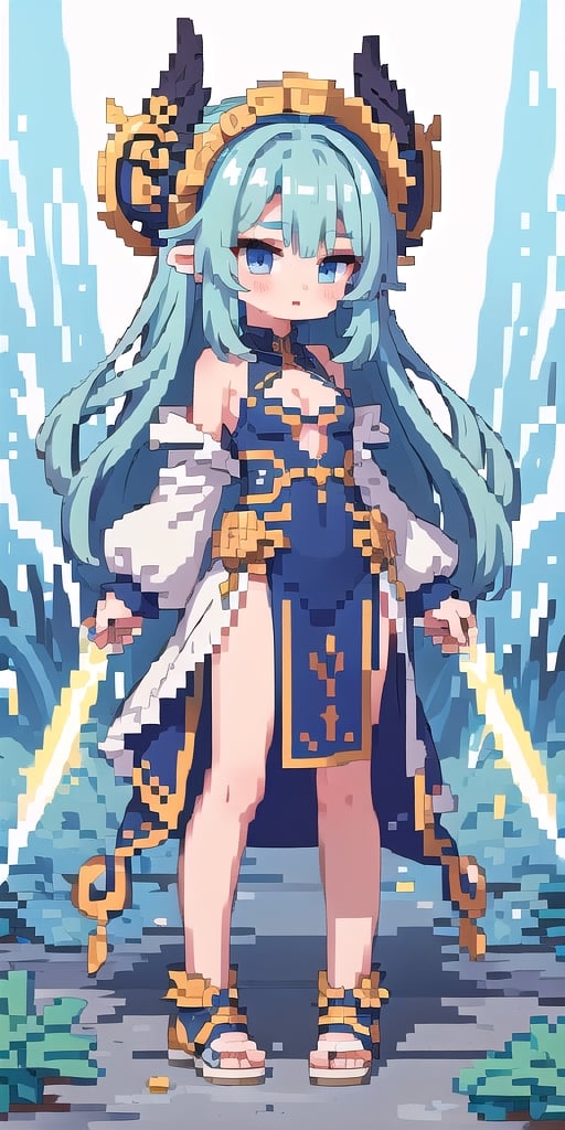 masterpiece,best_quality,,cleavage cutout,1girl,(long_hair),druid,loli,long hair,bare shoulder,game character design reference ui,energy blade