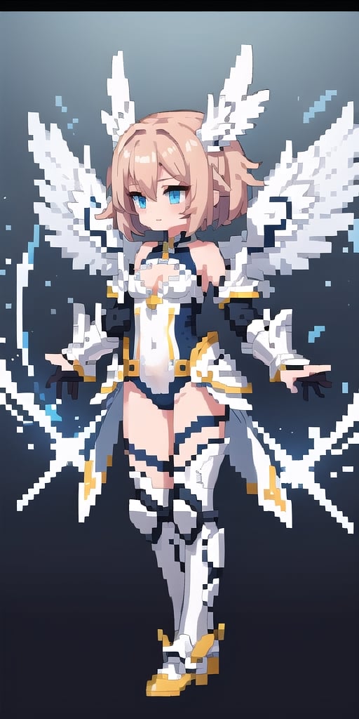 masterpiece,best_quality,(Seraph),,cleavage cutout,1girl,(long_hair),paladin,loli,white valkyrie,light-blue long hair,bare shoulder,leotard scale-armor,game character design reference ui,energy blade