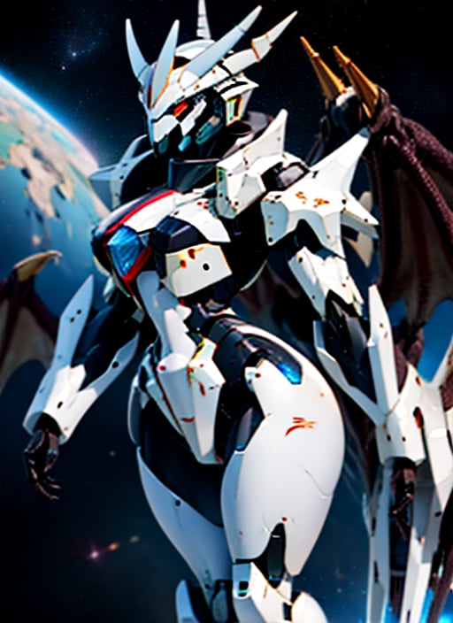 Monster girl: dragon,Girl mecha, mecha dragon tail, outer space background