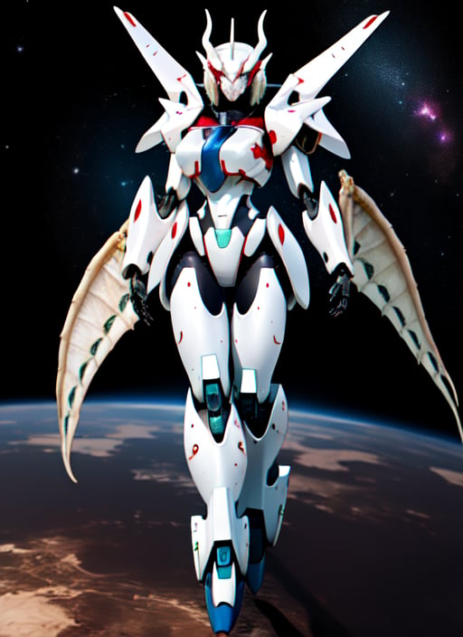 Monster girl: dragon,Girl mecha, mecha dragon tail, outer space background