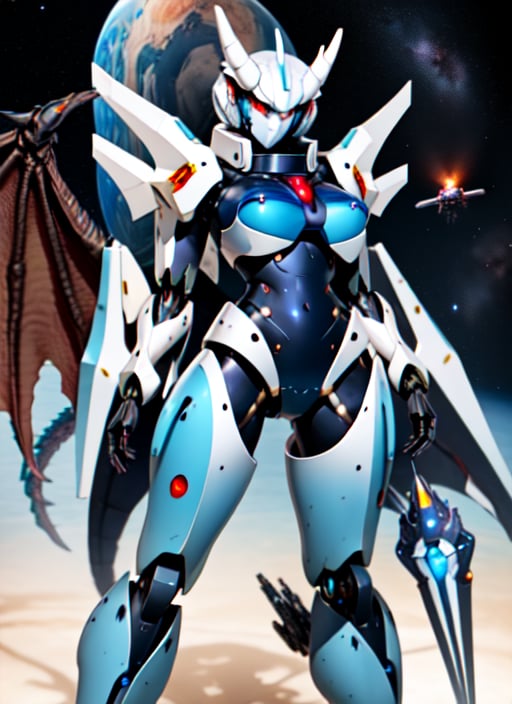 Monster girl: dragon,Girl mecha, mecha dragon tail, outer space background