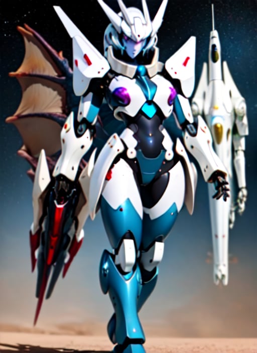 Monster girl: dragon,Girl mecha, mecha dragon tail, outer space background