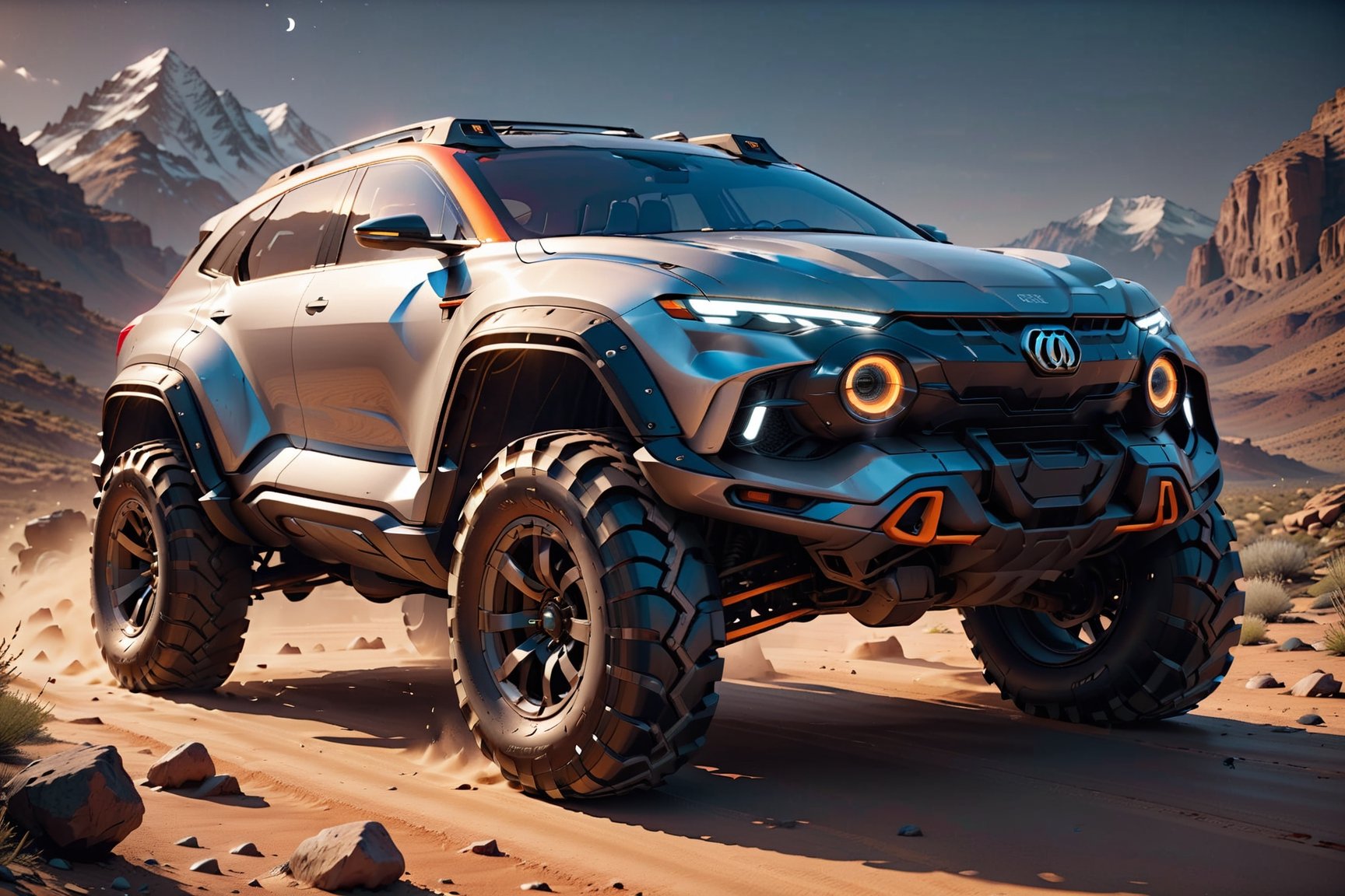 Masterpiece, 4k, High Resolution, Octane Render, Unreal Engine 5, Award Winning, Dramatic Lighting, Intricate, 8k Highly Professional Detail, HDR, Smooth, Sharp Focus, Illustration, Unreal Engine 5, Octane Render, Cinematic Light, dynamic volumetric lighting, car, suv, all-terrain vehicle, concept, science fiction, future,c_car,JB64