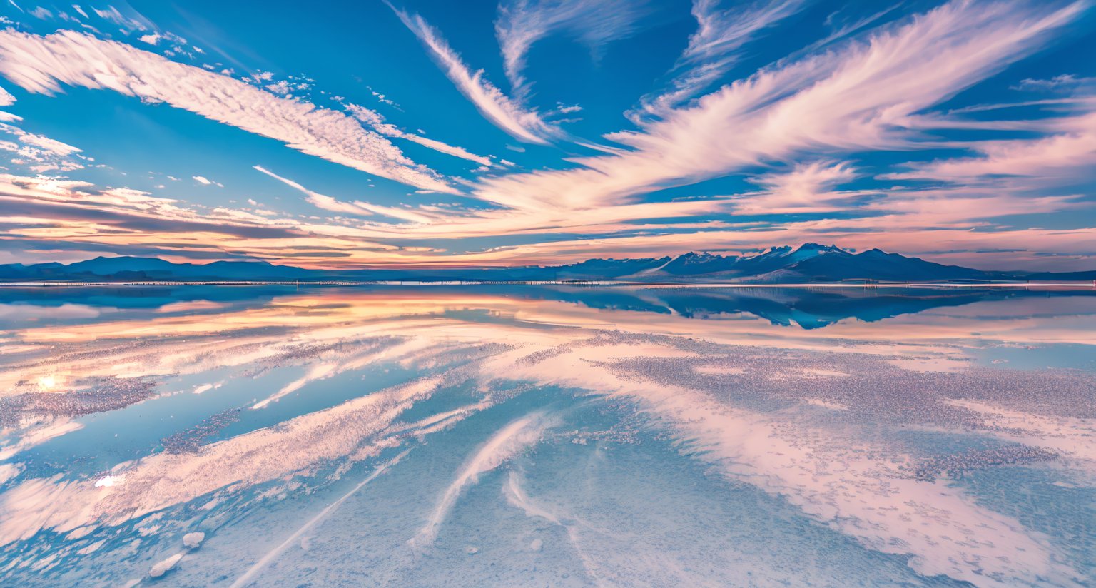 Masterpiece, highest quality, 8k high quality photos, perfect details, perfect composition, ultra high definition, the sky of the Salt Lake of Uyuni,