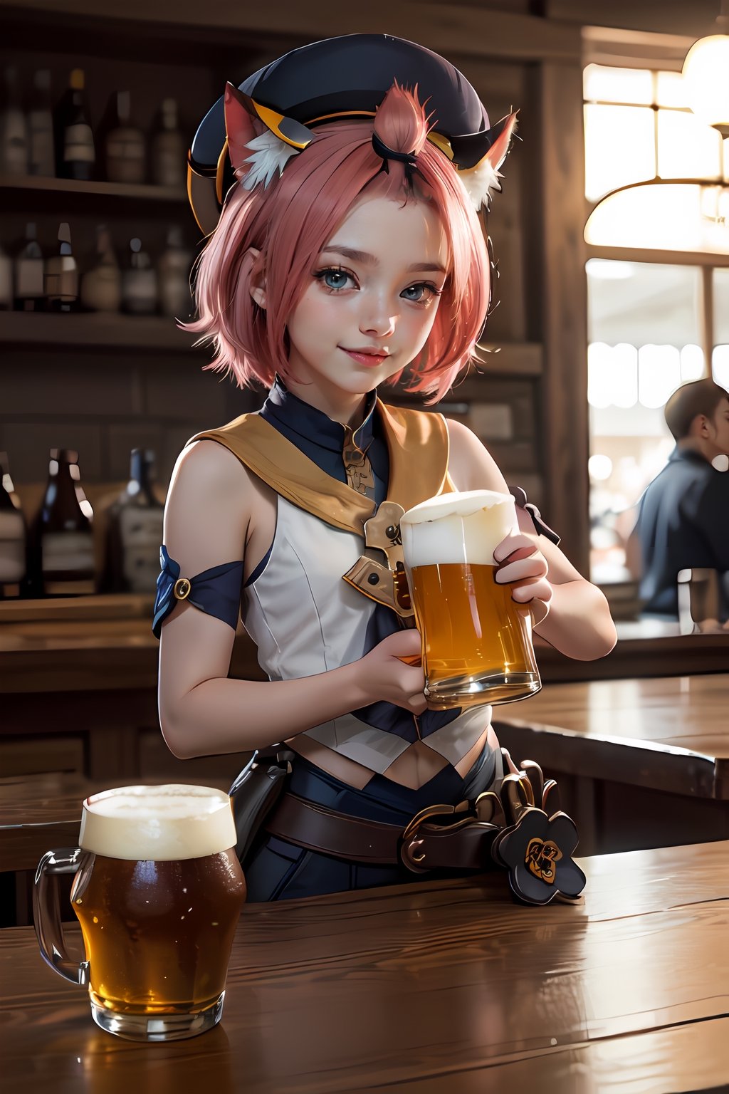 dionadef, happy, tavern, shadows effect, beer, beautiful, colorful, detailed