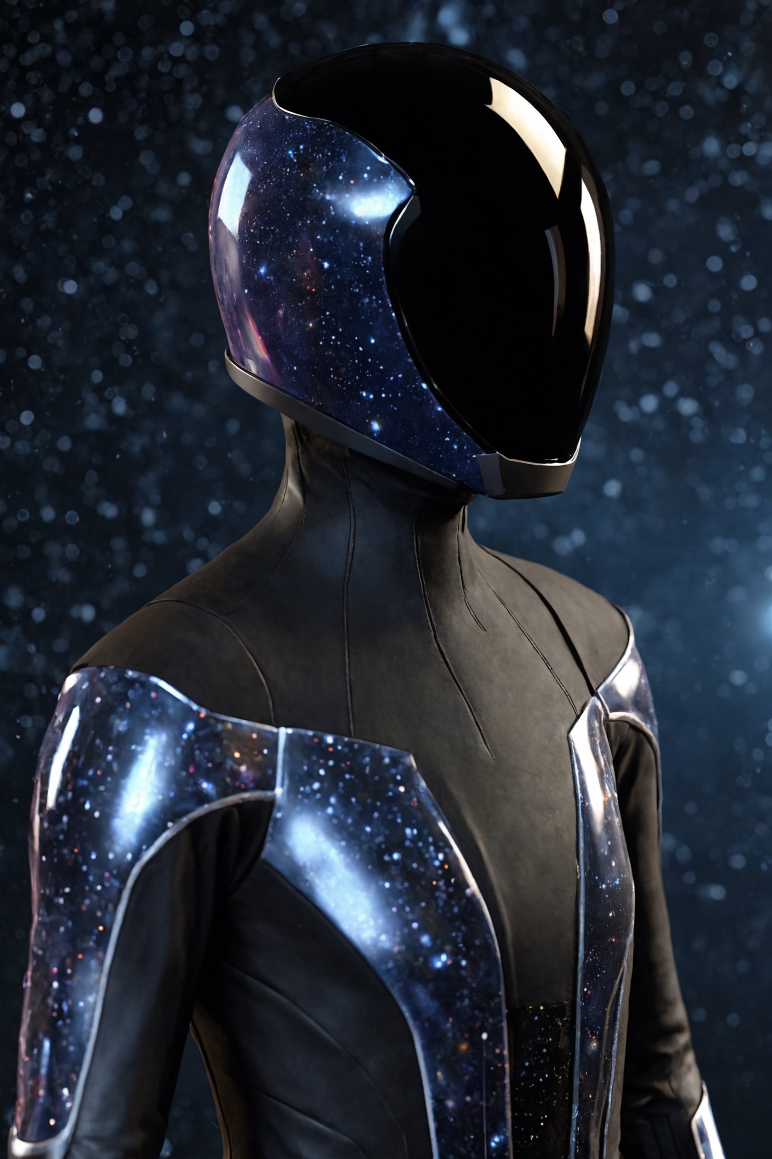 ParallelObserver, (colorgalaxy reflected on a reflexive helmet), helmet, 1boy, (leather overcoat), front-view, upperbody, black long coat, detailed, 3d render, unreal engine, colorgalaxy