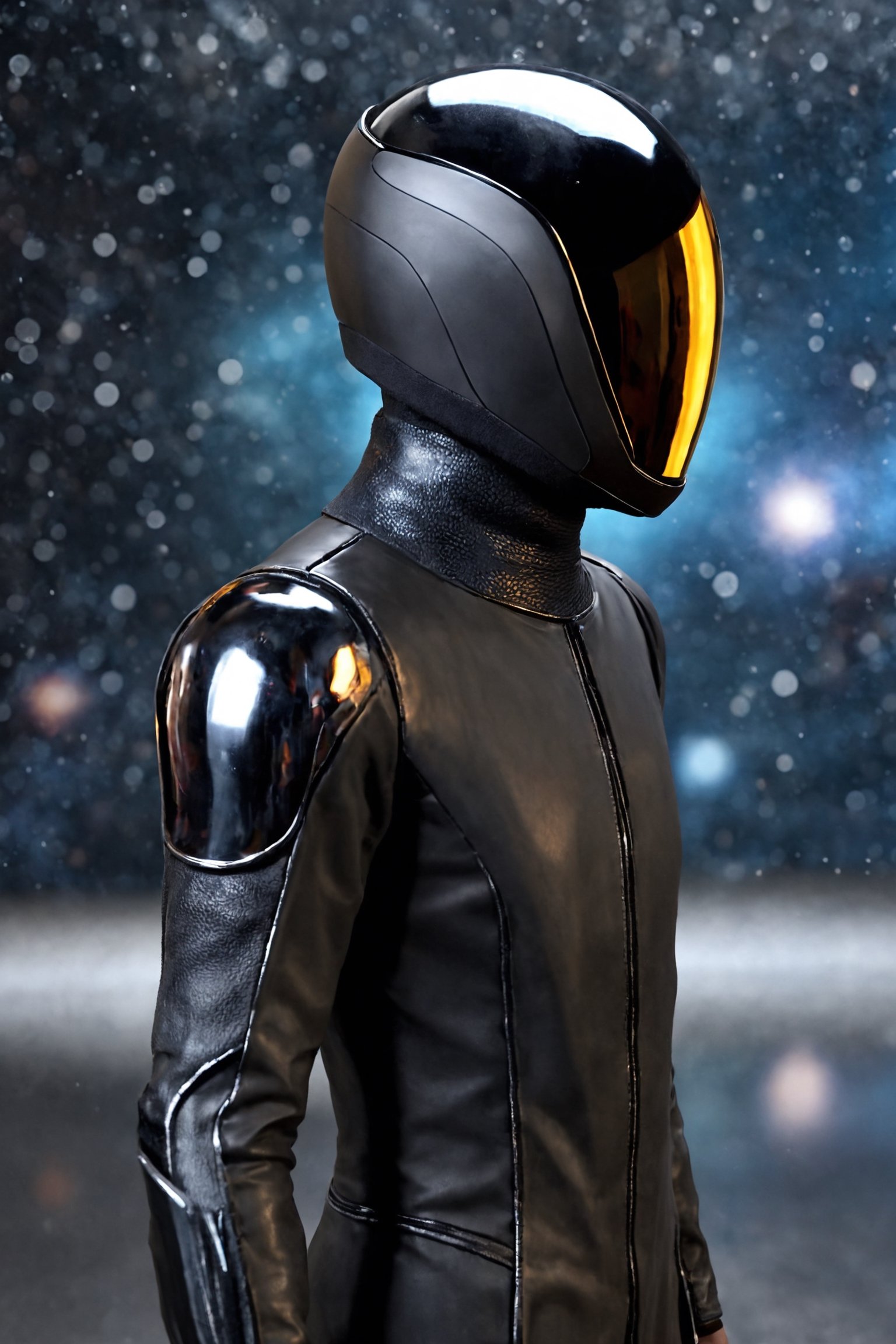 ParallelObserver, (colorgalaxy reflected on a reflexive helmet), helmet, 1boy, (leather overcoat), front-view, upperbody, black long coat, detailed, 3d render, unreal engine, colorgalaxy