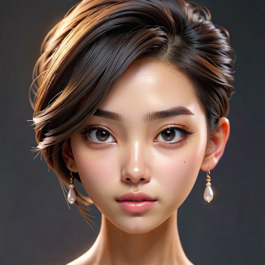 k pop girl, no hair, clean skin,face shot,4k,realistic,no background