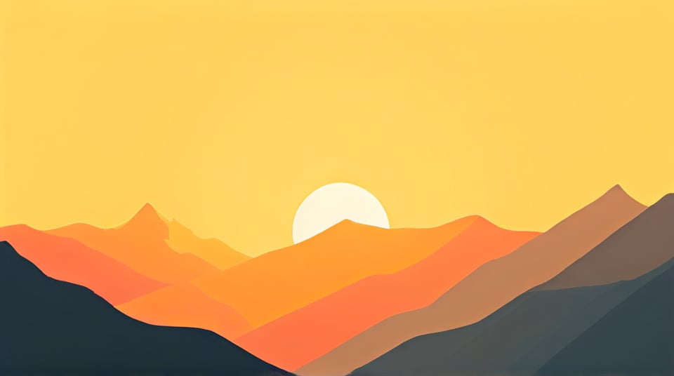 Mountains illuminated by morning sun,Minimalism art