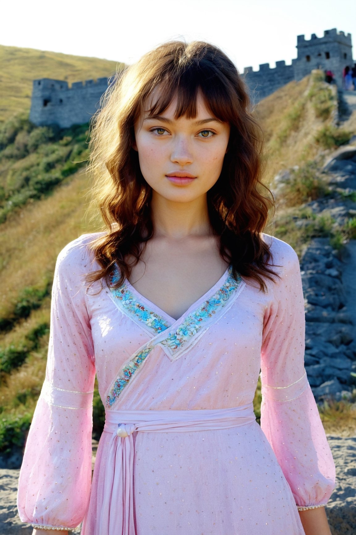 torso shot,Young woman 18 year old,Nauruan,similar to Olga Kurylenko,light skin with pink undertones,Fat_gigantic_breasts,Bulbous nose,Triangular face,Blue Eyes,Cupid's bow lips,Sun-kissed cheeks makeup,Beach Waves Hairstyle,Tunic dress,Pearl bracelet,Great Wall of China.,Autumn Afternoon,Watching a movie in the theater															
															
															
															

															
															
