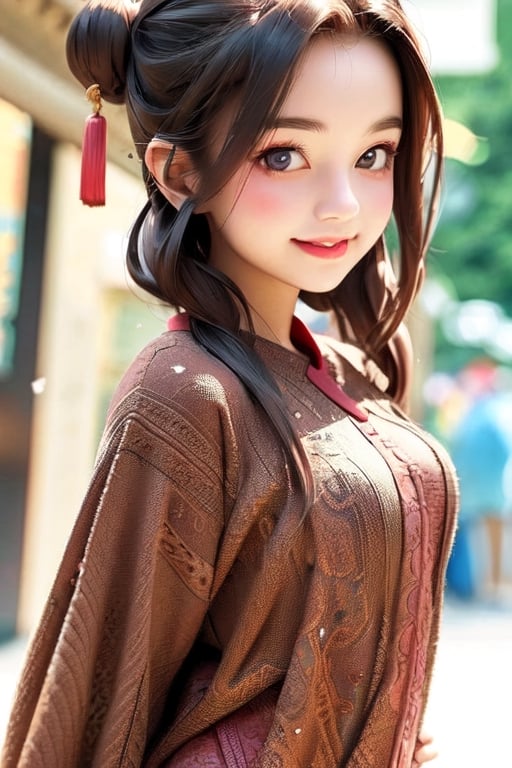 ((10-year-old girl), Complete anatomy, Loli, Beautiful girl with attention to detail, Detailed face, Beautiful shining body,bun hair
  Beautiful detailed eyes, ((tall eyes, big eyes)), brown eyes, black hair ,Medium hair, 1 Girl, ,Random Angle, (Bright Lighting: 1.2), Happiness, Natural Light, Real hand,Chinese style,full_body,whole body ,sideways, snowing,sweater,outdoor ,Realism,Portrait,dress_shirt