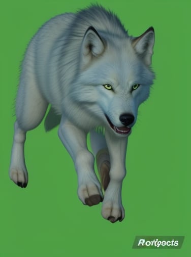 photo r3al,photorealistic,pure white wolf,Animal,hooved legs, open mouth, angry face