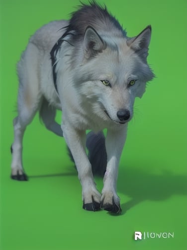 photo r3al,photorealistic,pure white wolf ,Animal,hooved legs, 