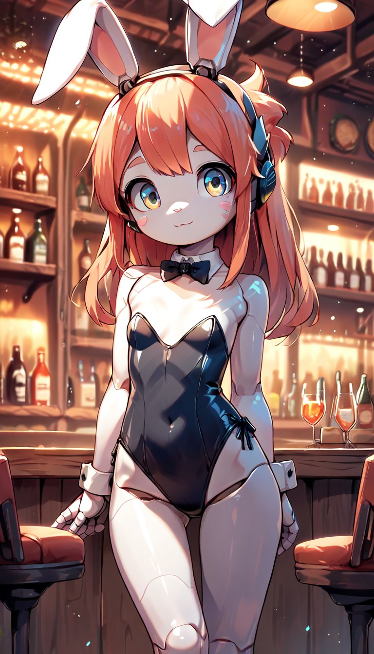 score_9_up, score_8_up, score_7_up,score_6_up,score_5_up,source_anime,masterpiece,best quality,illustration,cute,kawaii,1girl,solo,mechanical body,rabbit ears,playboy_bunny,indoors,bar,light smile,(petite:1.2),source_furry,(robot:1.3)