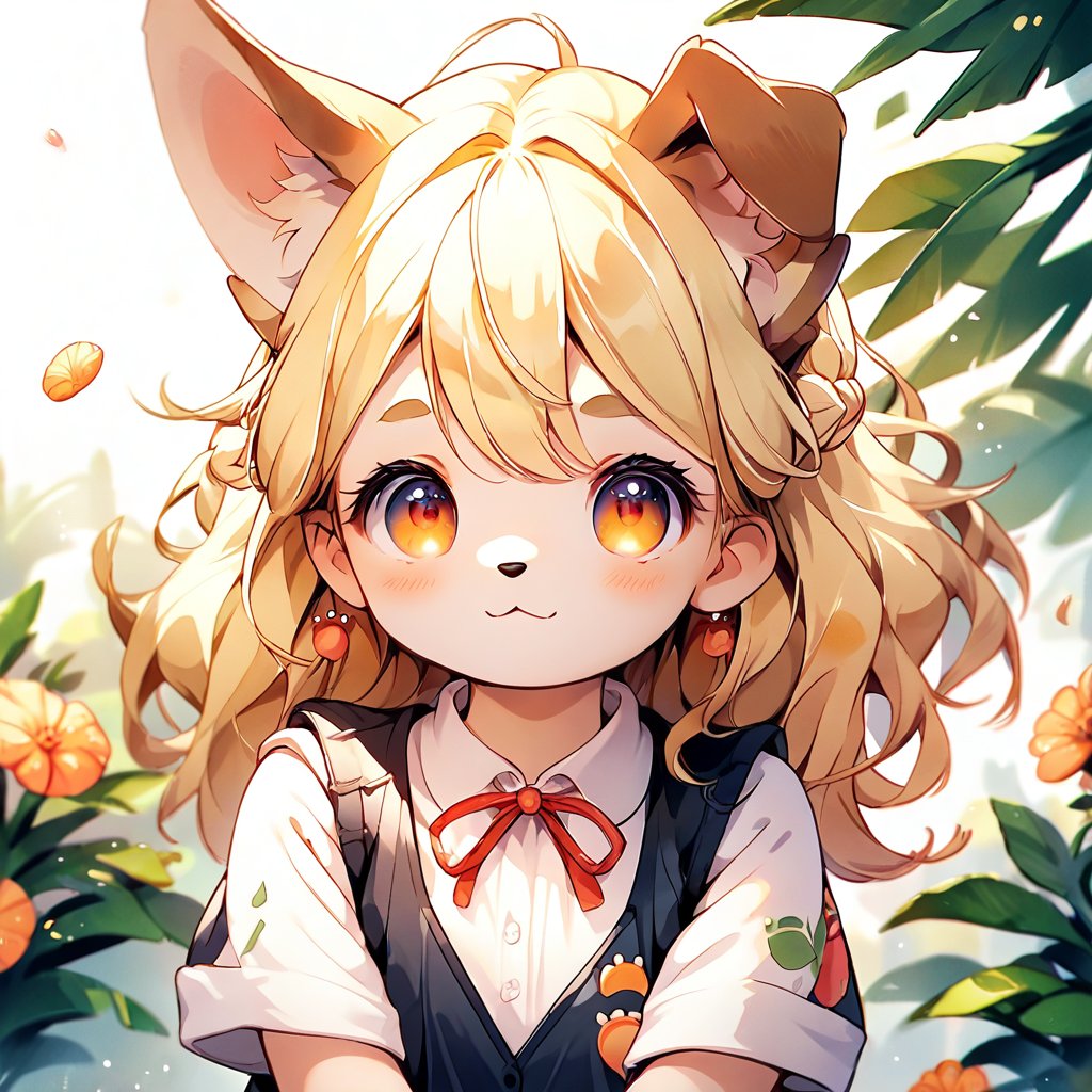 score_9_up, score_8_up, score_7_up,score_6_up,score_5_up,source_anime,source_furry,masterpiece,best quality,illustration,cute,kawaii,watercolor \(medium\),,1girl,solo,1girl,solo,dog ears,blonde hair,french braid,gradient brown eyes,Classic Speakeasy Bartender,fitted black vest over a crisp white blouse with puffed sleeves and a high neckline,