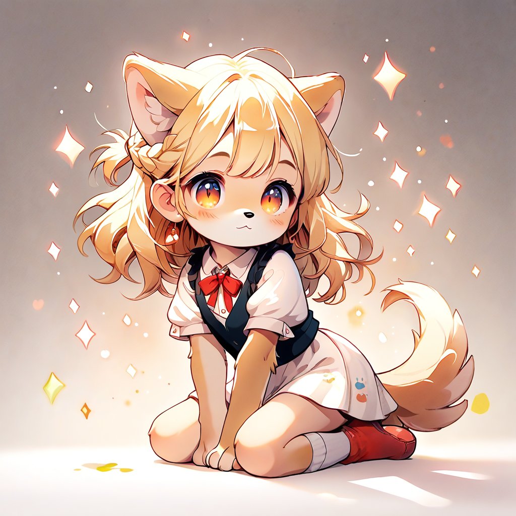 score_9_up, score_8_up, score_7_up,score_6_up,score_5_up,source_anime,source_furry,masterpiece,best quality,illustration,cute,kawaii,watercolor \(medium\),,1girl,solo,1girl,solo,dog ears,blonde hair,french braid,gradient brown eyes,Classic Speakeasy Bartender,fitted black vest over a crisp white blouse with puffed sleeves and a high neckline,full body