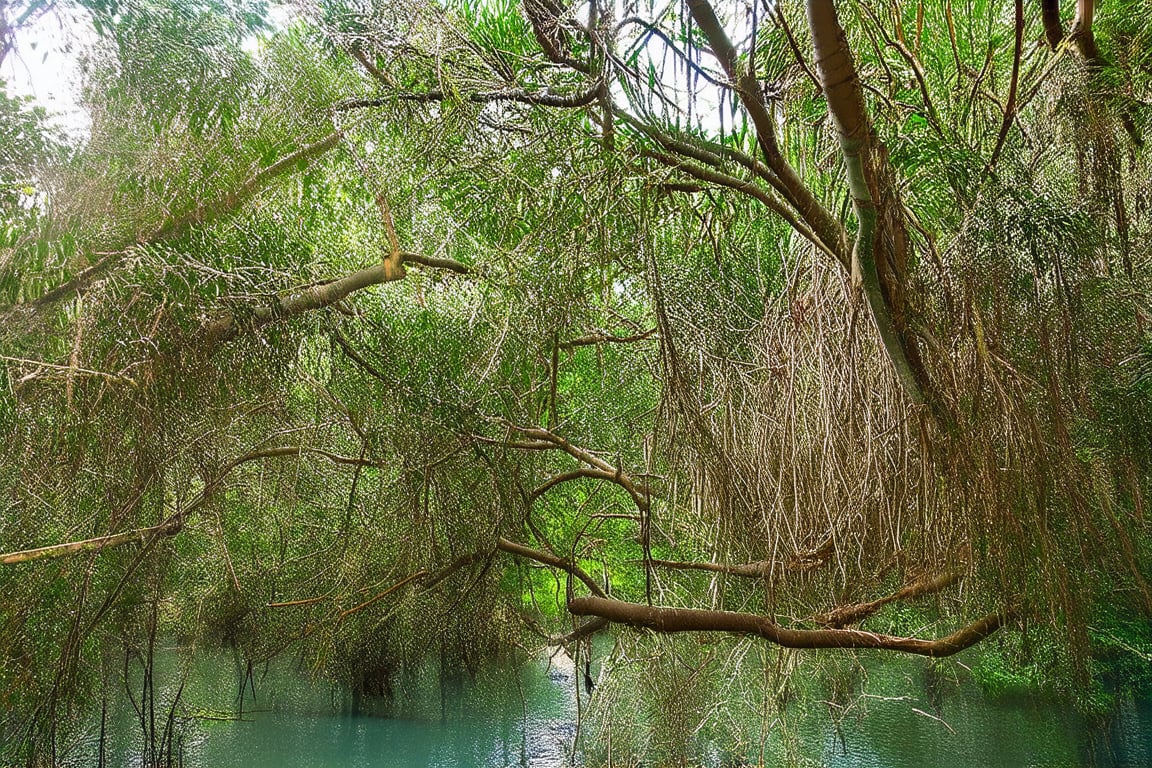 Manglar exuberante en las costas de la Ribera maya