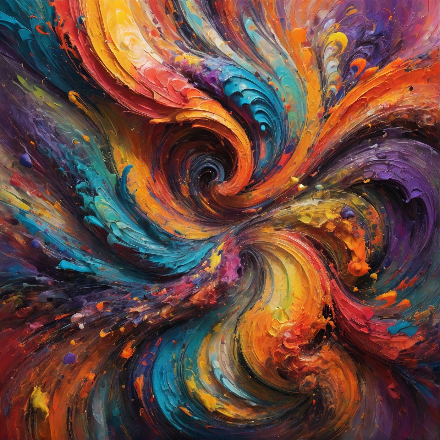 A vibrant swirl of colors and textures, evoking a sense of chaos and energy