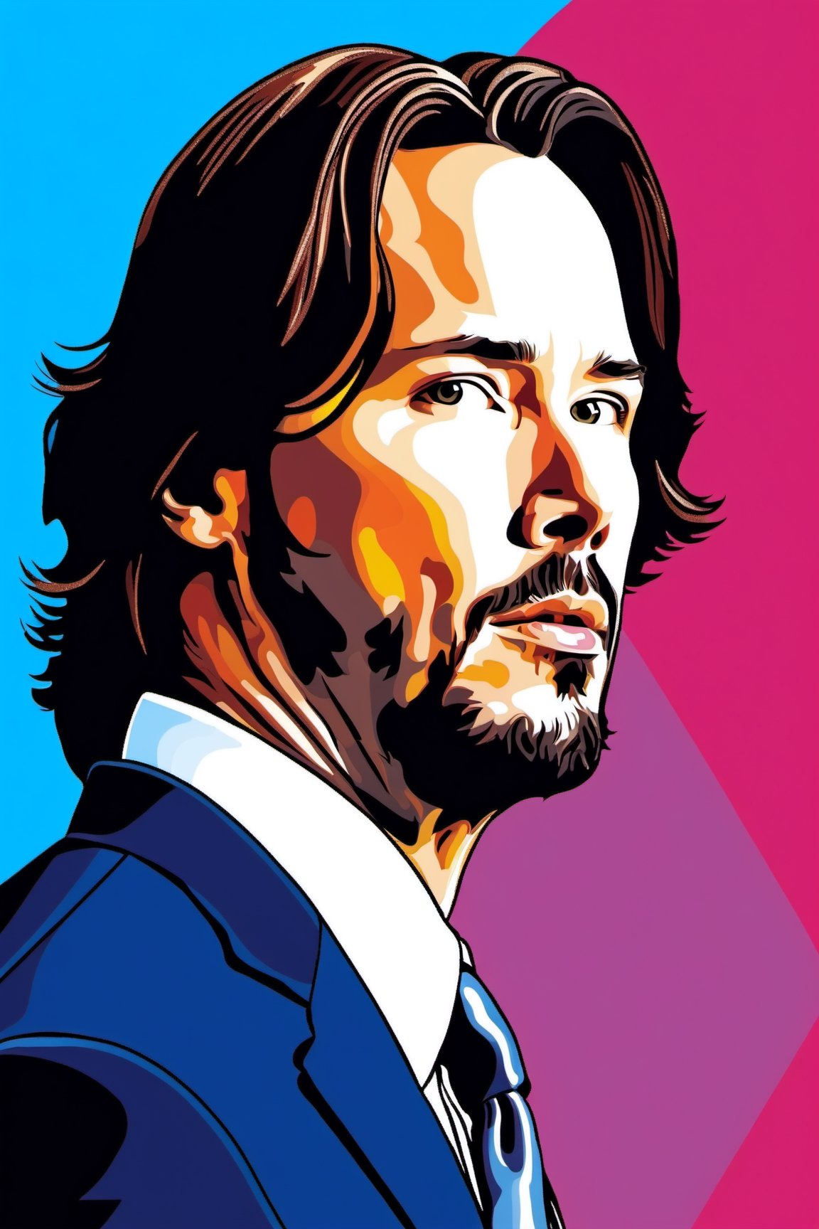 pop art, style, high_resolution, high detail, shiny, close-up of (((keanu reeves)))